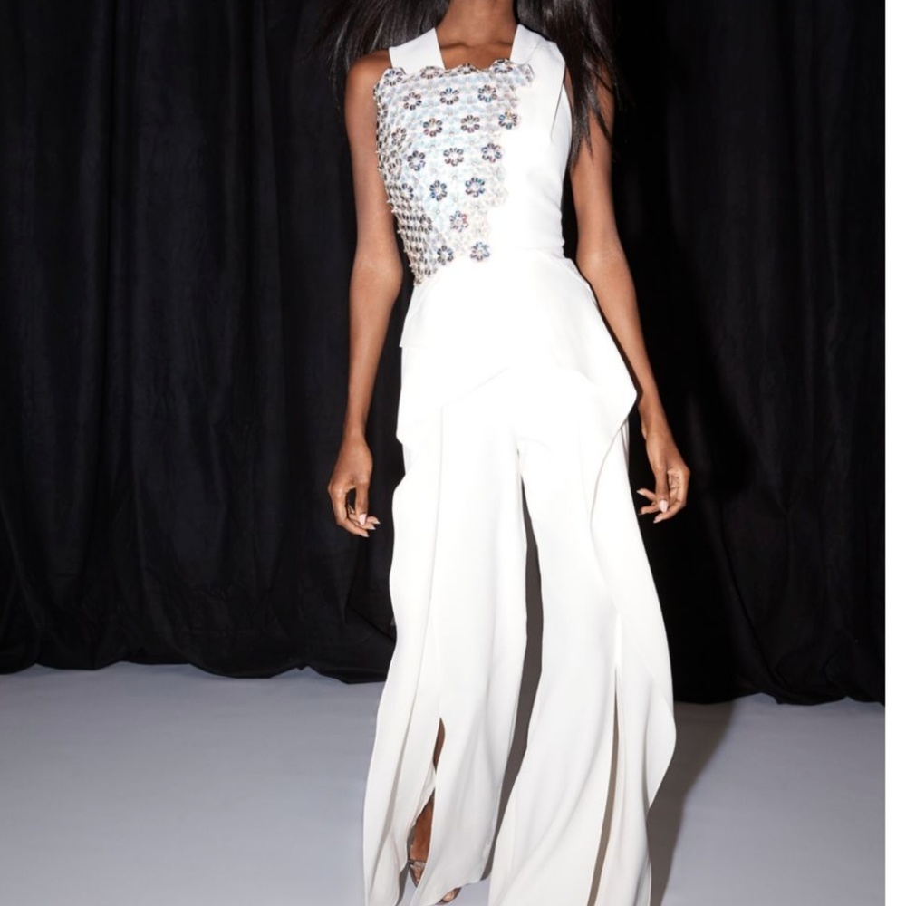 Roland Mouret 'Manton' embellished white jump suit